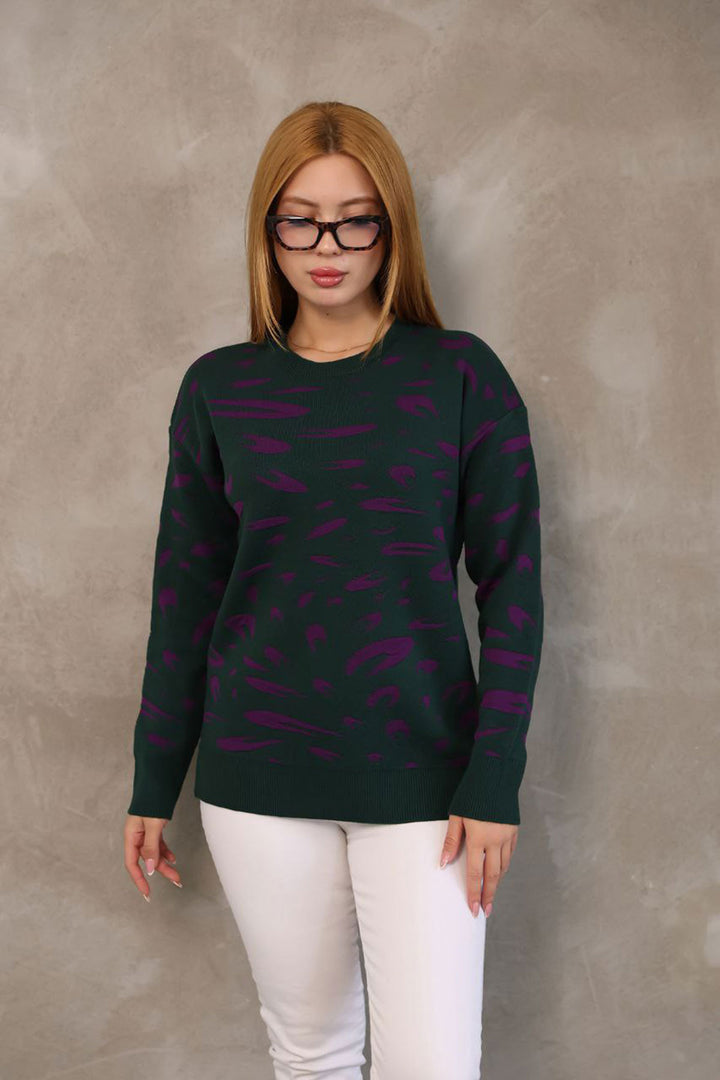 Haki Bicycle Collar Patterned Sweater BCES-252032 - Ciudad Constitución