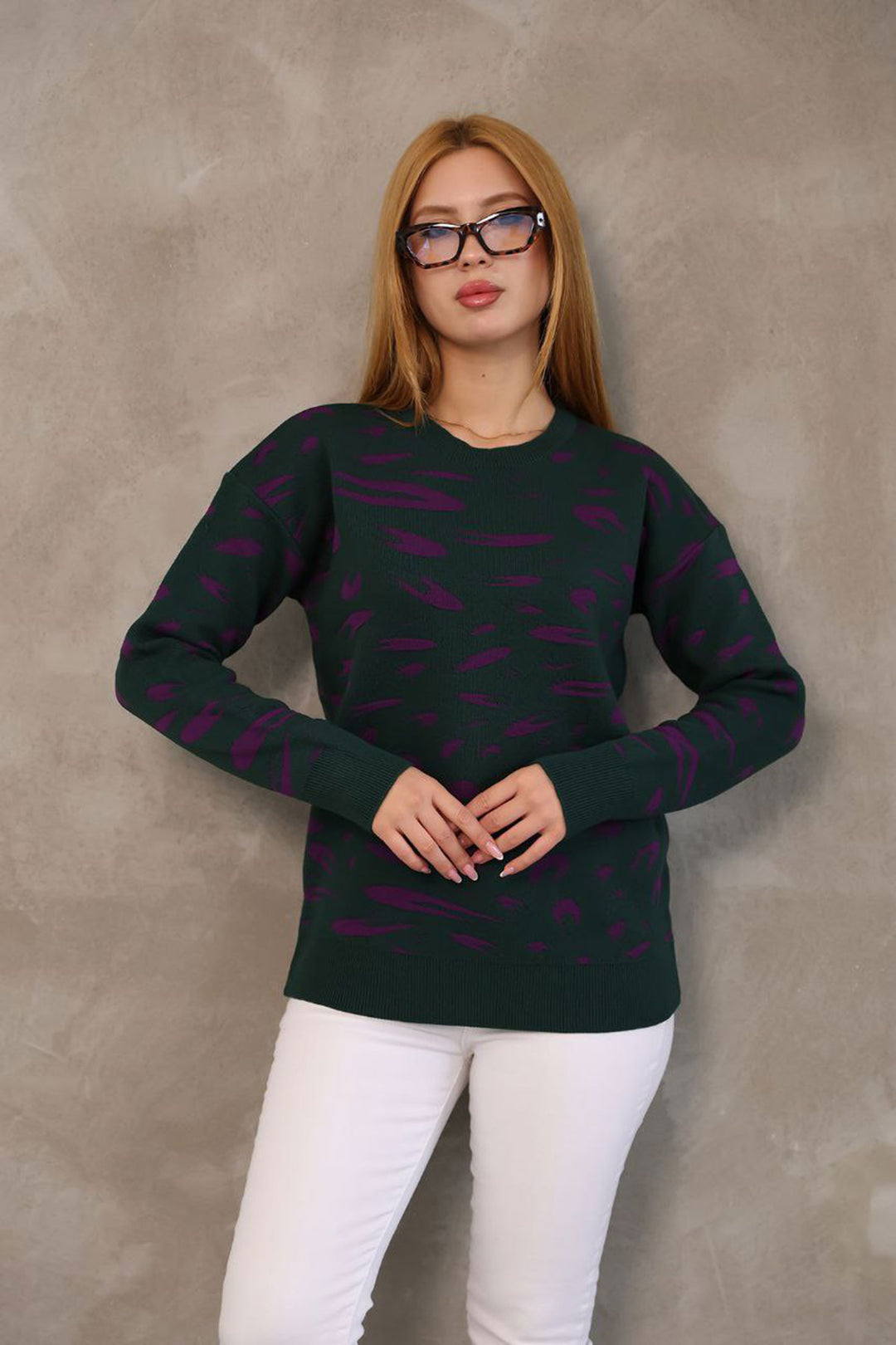 Haki Bicycle Collar Patterned Sweater BCES-252032 - Ciudad Constitución