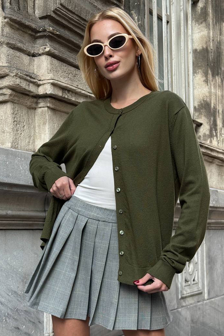 Haki Bicycle Collar Buttoned Cardigan BCHZCK-251267 - Fountain Valley