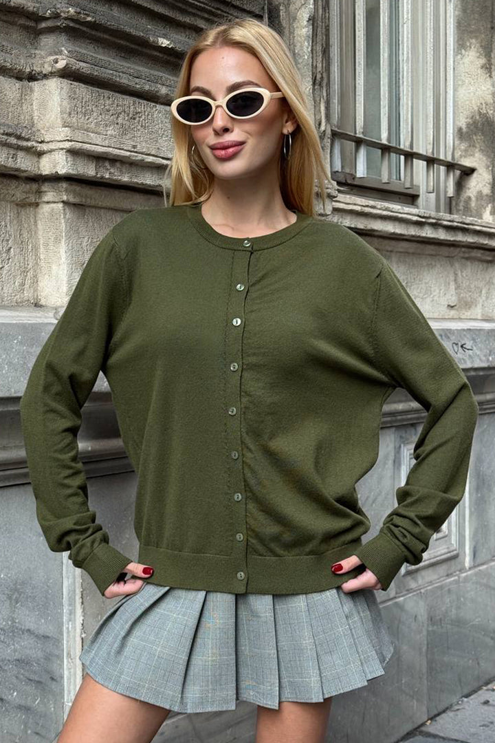 Haki Bicycle Collar Buttoned Cardigan BCHZCK-251267 - Fountain Valley