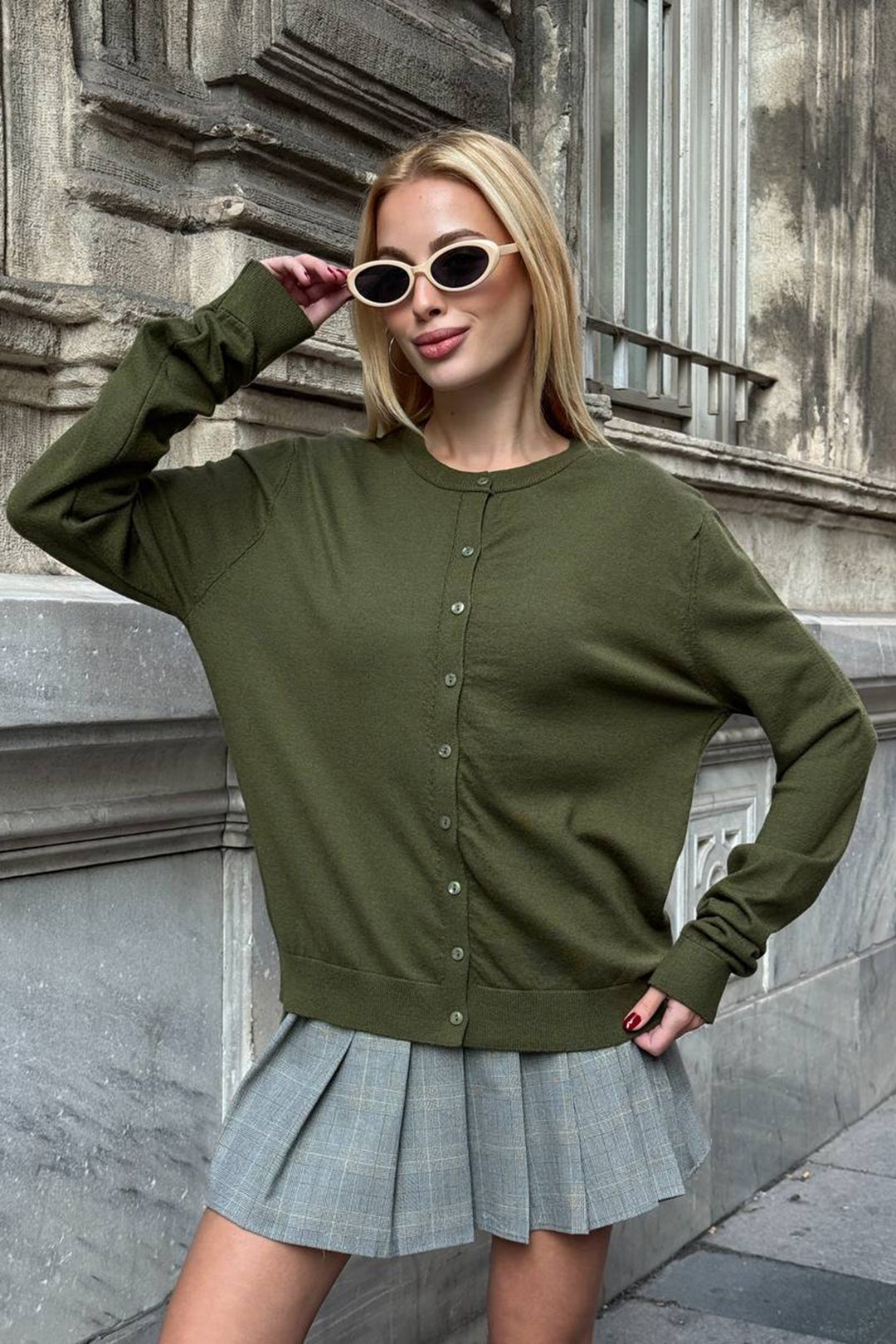 Haki Bicycle Collar Buttoned Cardigan BCHZCK-251267 - Fountain Valley