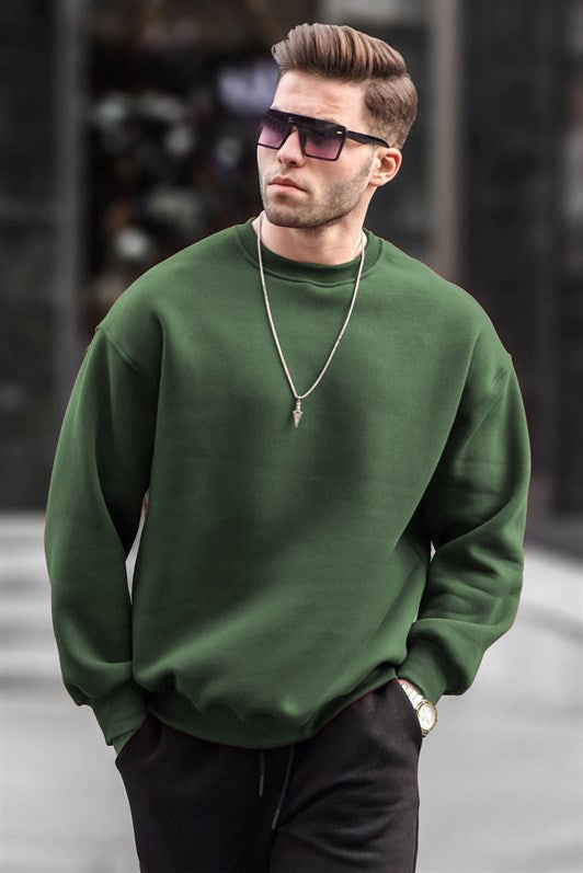 MDX Haki Bicycle Collar Oversize Basic Men's Sweatshirt with Pleated 6048 - San Jose