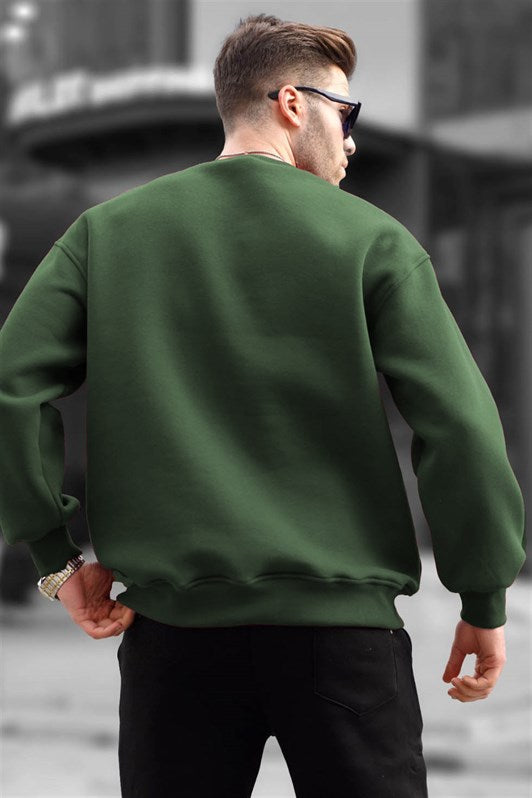 MDX Haki Bicycle Collar Oversize Basic Men's Sweatshirt with Pleated 6048 - San Jose