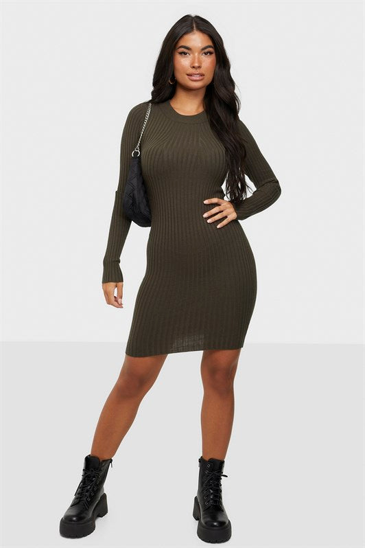 MDX Haki Bodycon Ribbed Mini Dress MG1710 - Florissant
