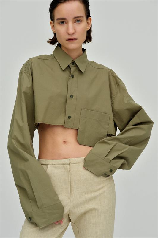 MDX Haki Pocket Detailed Crop T-shirt MG1644 - Geneva