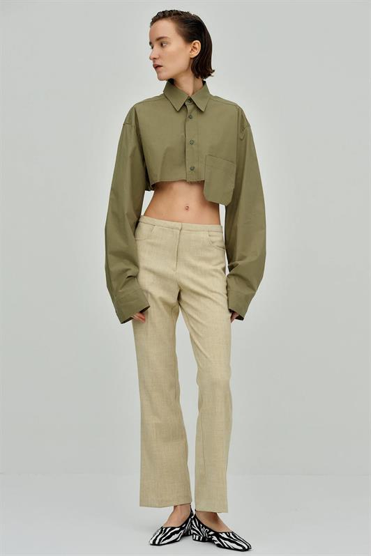 MDX Haki Pocket Detailed Crop T-shirt MG1644 - Geneva