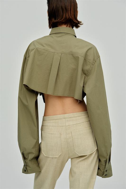 MDX Haki Pocket Detailed Crop T-shirt MG1644 - Geneva
