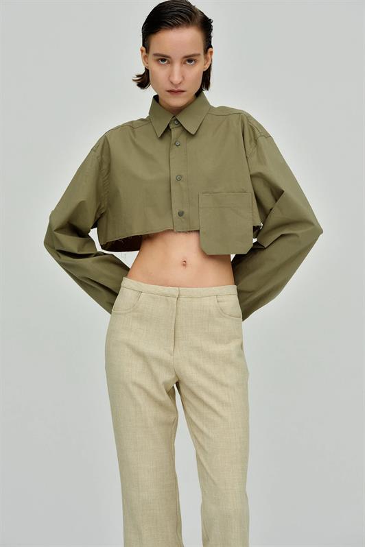 MDX Haki Pocket Detailed Crop T-shirt MG1644 - Geneva
