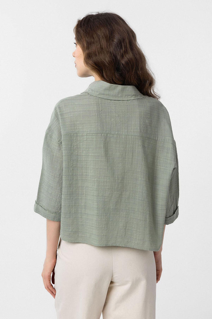 ANT Antioch Haki Crop Textured Women's Shirt - Caserta