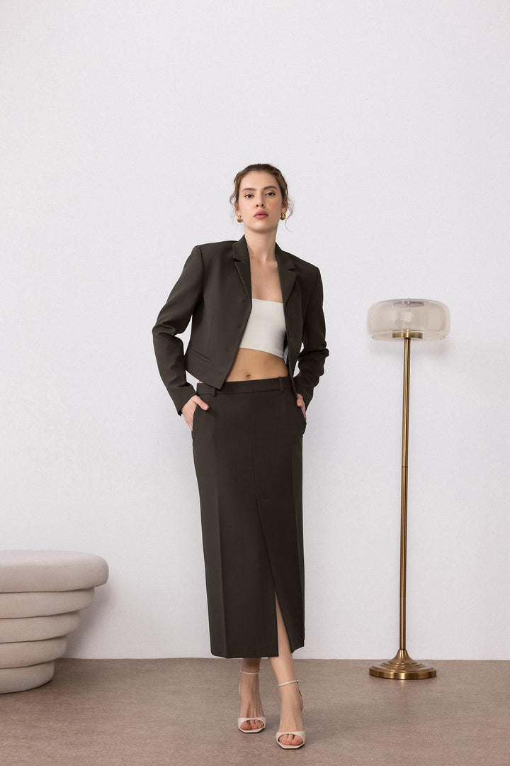 ANT Antioch Haki Crop Women's Blazer Jacket - Assen