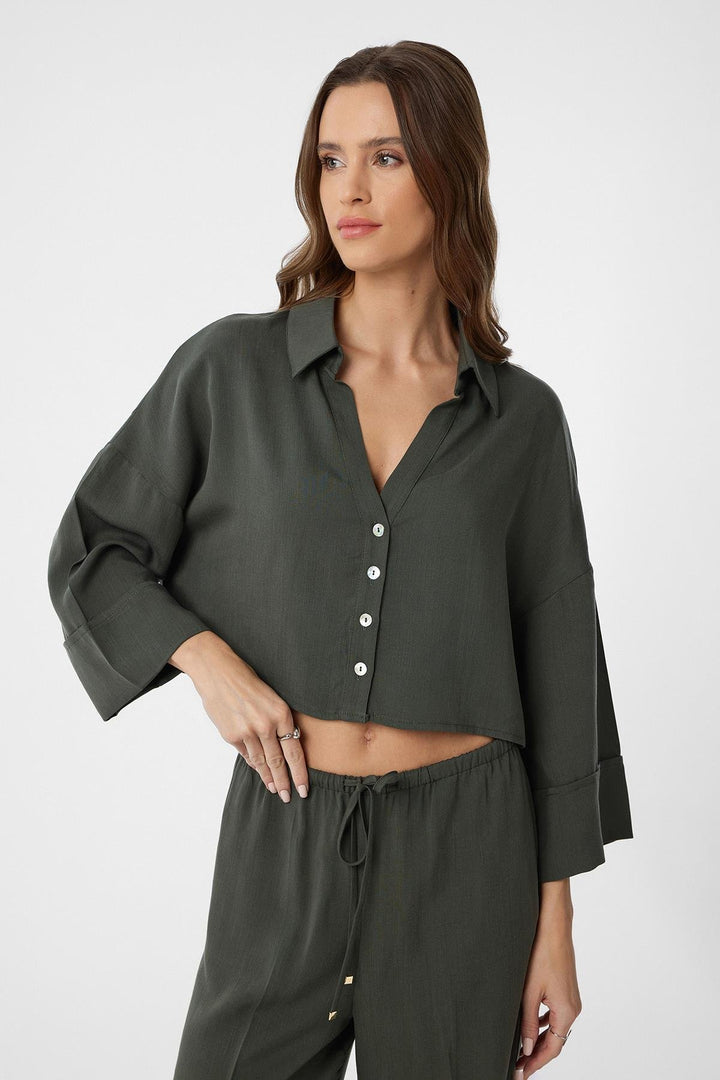 ANT Antioch Haki Crop Women's Shirt - Merksem