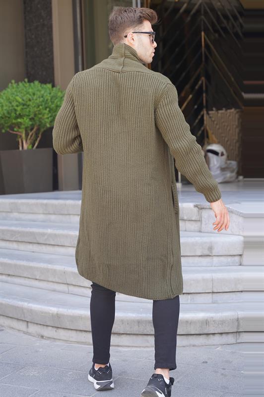 MDX Haki High Neck Pocket Long Cardigan 6816 - Mountain View