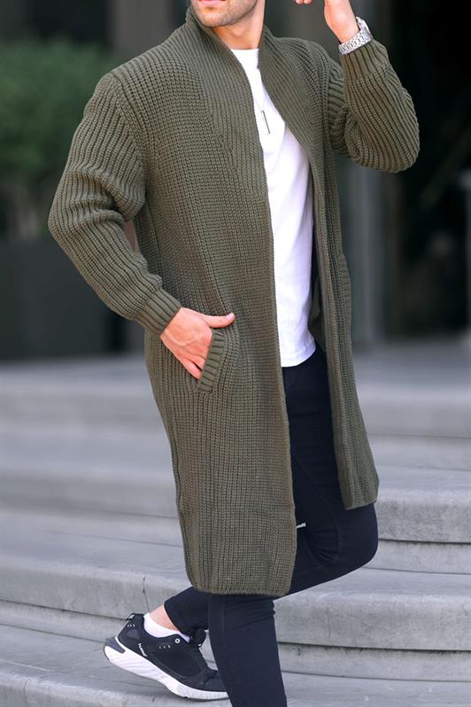 MDX Haki High Neck Pocket Long Cardigan 6816 - Mountain View