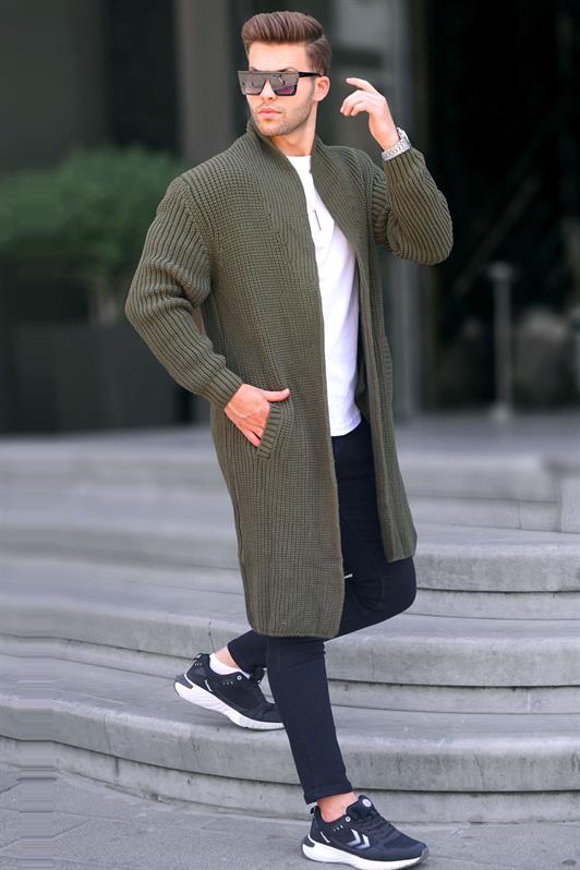 MDX Haki High Neck Pocket Long Cardigan 6816 - Mountain View