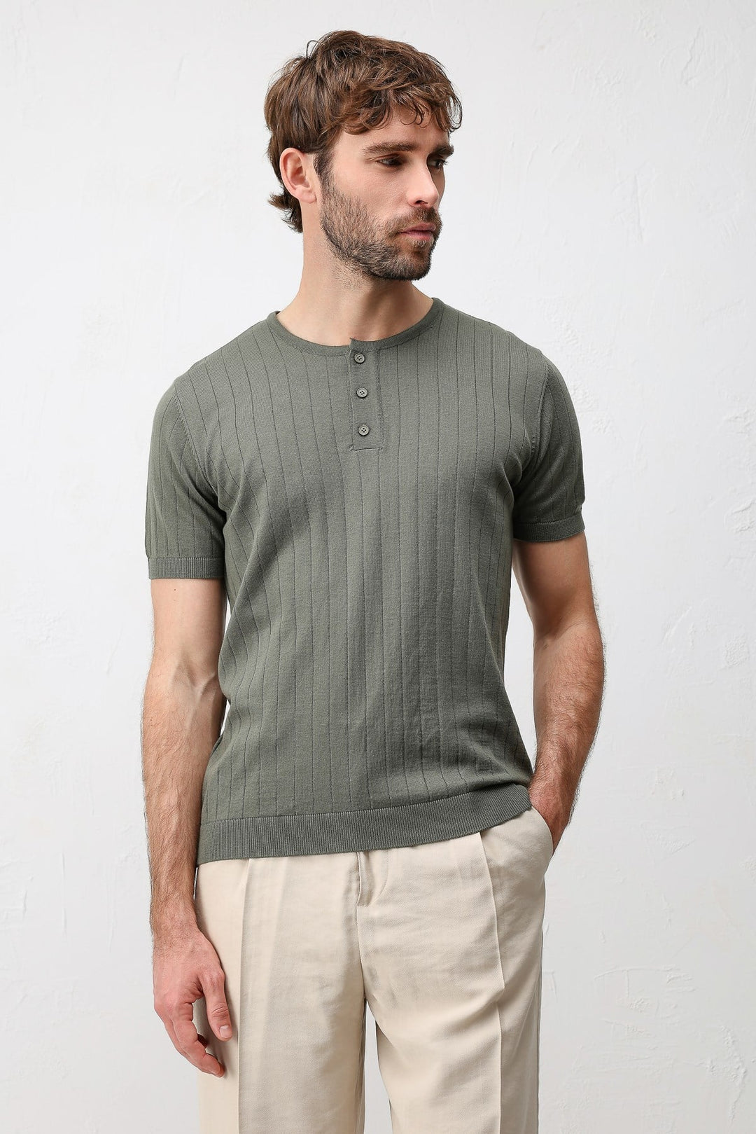 ANT Antioch Haki Dokulu Erkek Triko T-Shirt - Bethesda