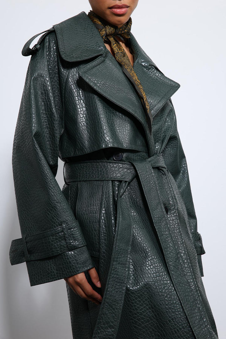 ANT Antioch Beige Faux Leather Trench Coat - Waterloo