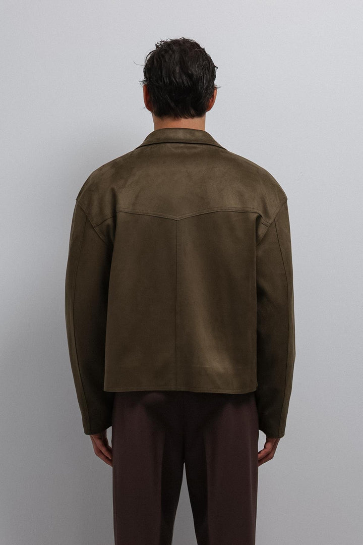 ANT Antioch Khaki Zippered Faux Suede Men's Jacket - Portsmouth