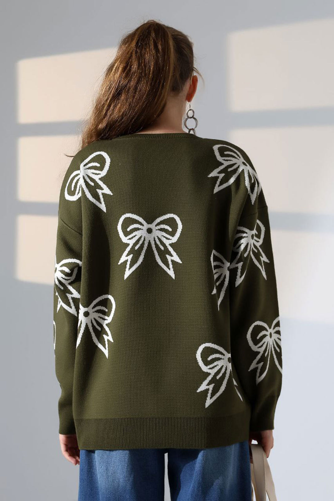 Haki Bow Patterned Sweater BCES-252045 - Toledo