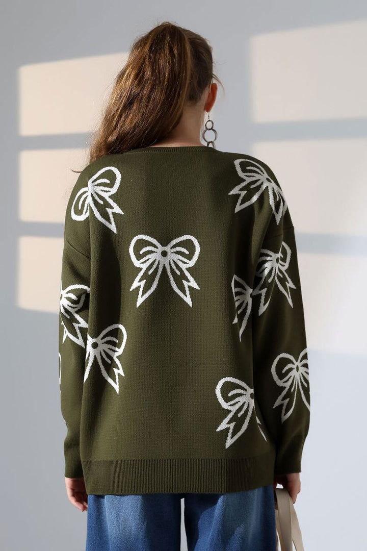 Haki Bow Patterned Sweater BCES-252045 - Toledo
