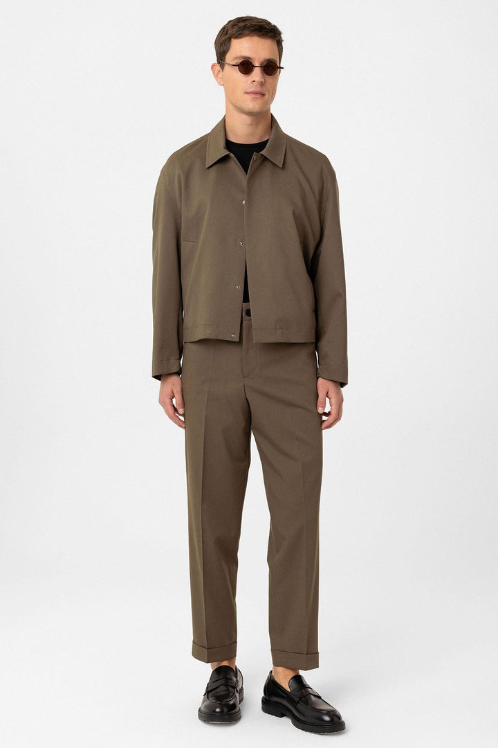 ANT Antioch Haki Gizli Düğme Mevsimlik Relax Fit Erkek Mont - Naples