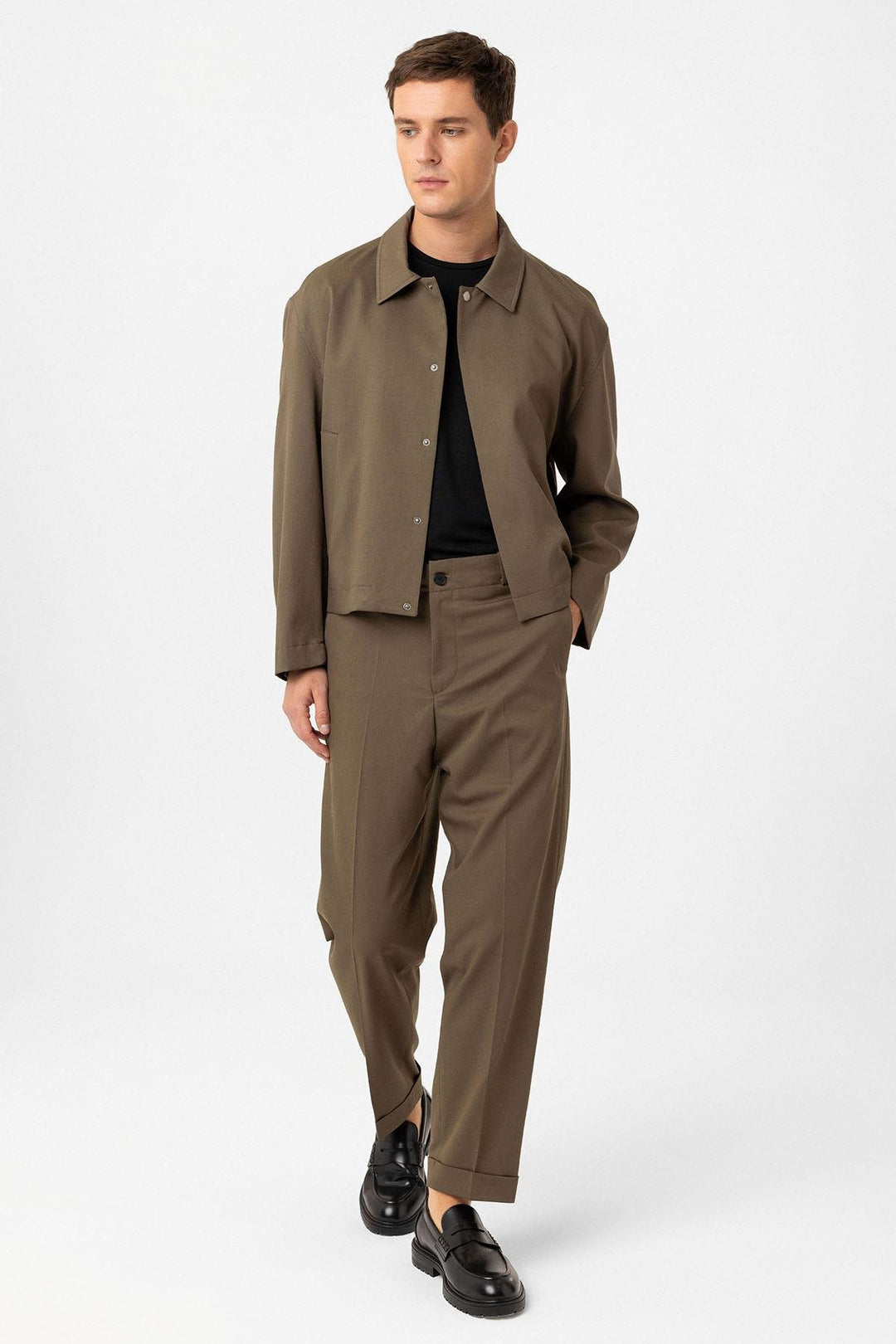 ANT Antioch Haki Gizli Düğme Mevsimlik Relax Fit Erkek Mont - Naples