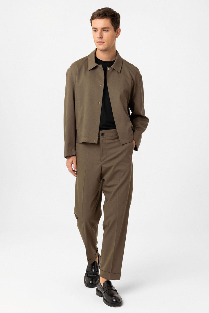 ANT Antioch Haki Gizli Düğme Mevsimlik Relax Fit Erkek Mont - Naples