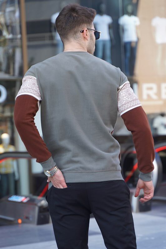 MDX Haki Jakar Patterned Bicycle Neck Sweater 5966 - Meriden