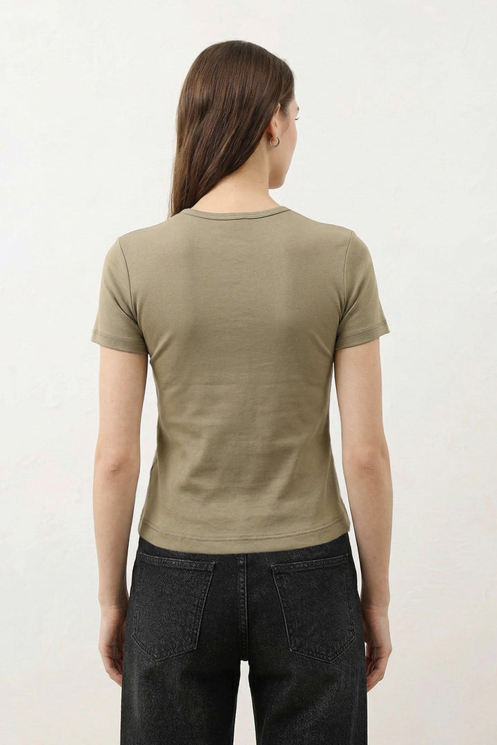 ANT Antioch Haki Kadın Basic T-Shirt - Ixmiquilpan