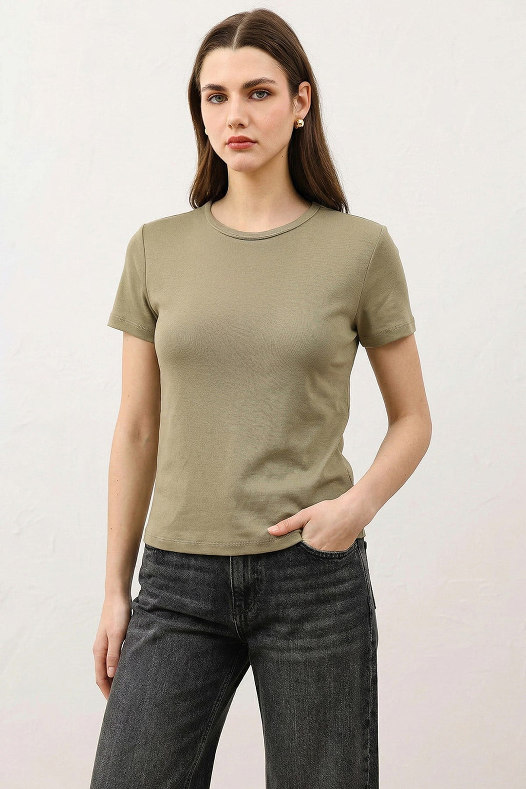 ANT Antioch Haki Kadın Basic T-Shirt - Ixmiquilpan