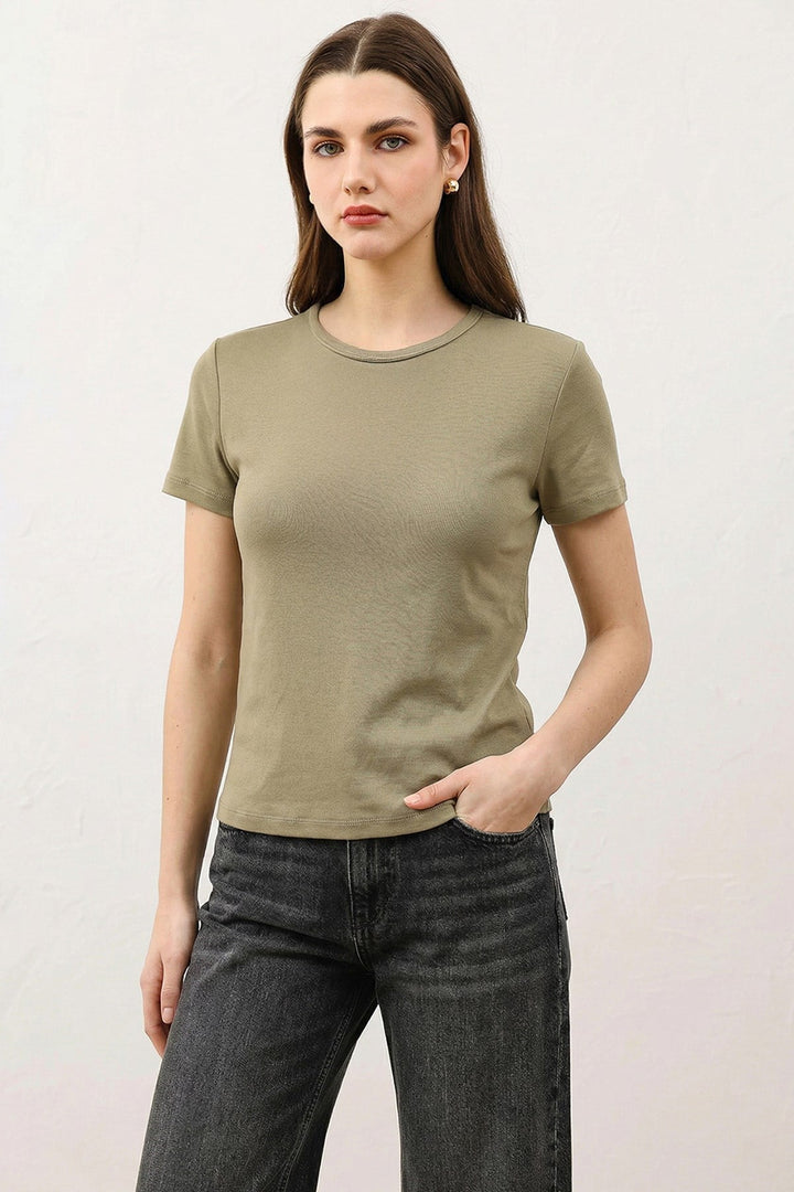 ANT Antioch Haki Kadın Basic T-Shirt - Ixmiquilpan