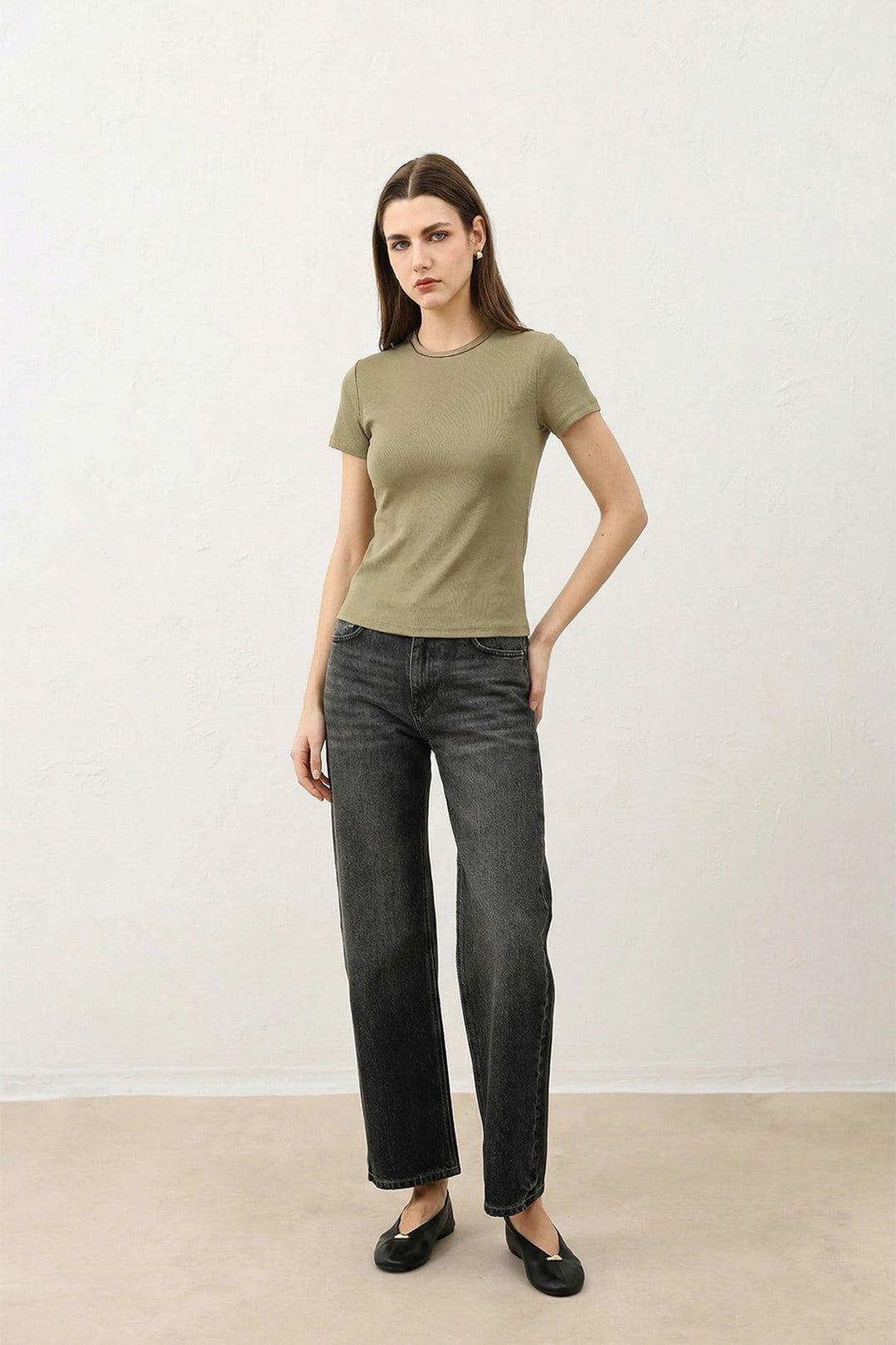 ANT Antioch Haki Kadın Basic T-Shirt - Ixmiquilpan