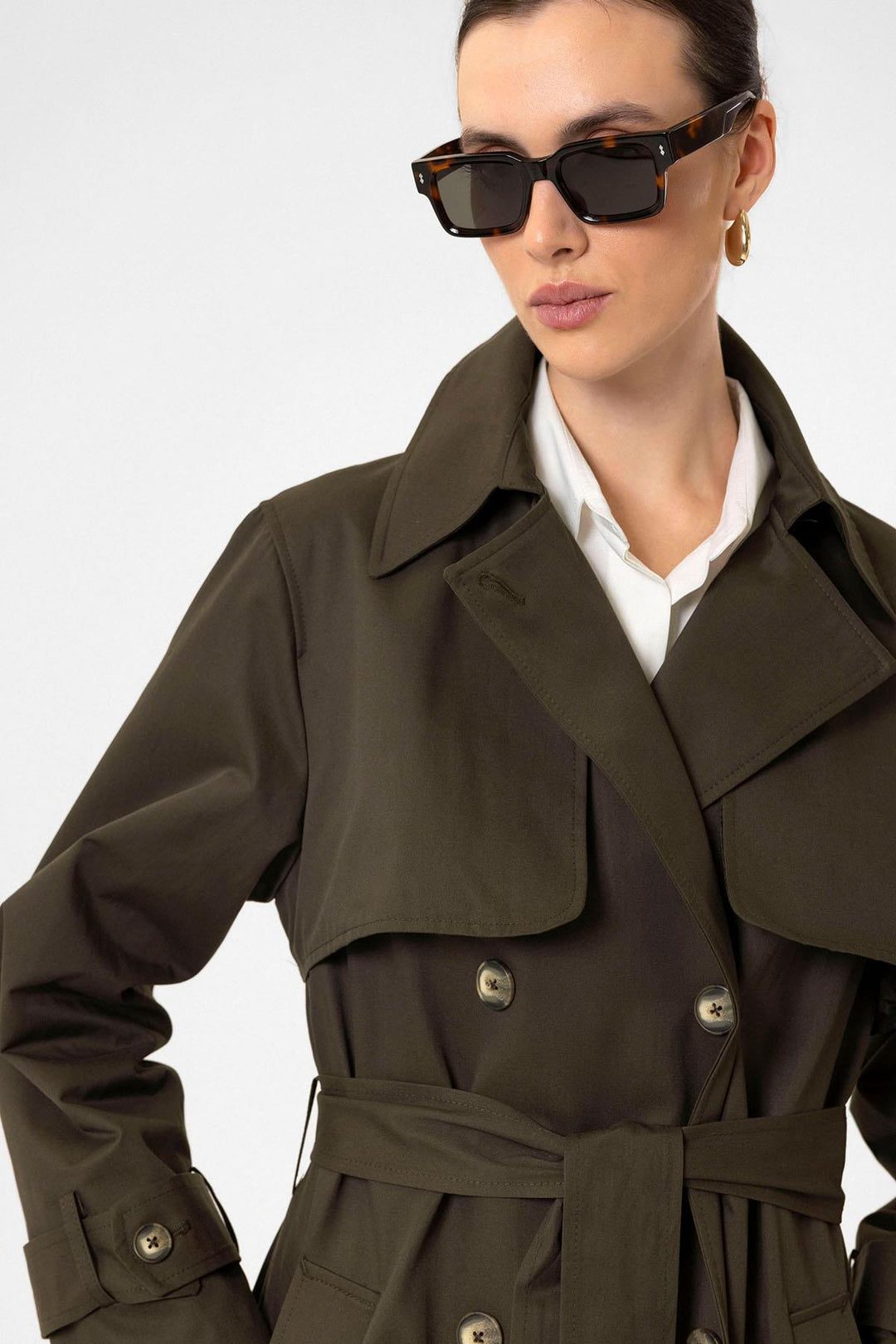 ANT Antioch Khaki Women's Wrap Closure Belted Trench Coat - Creil