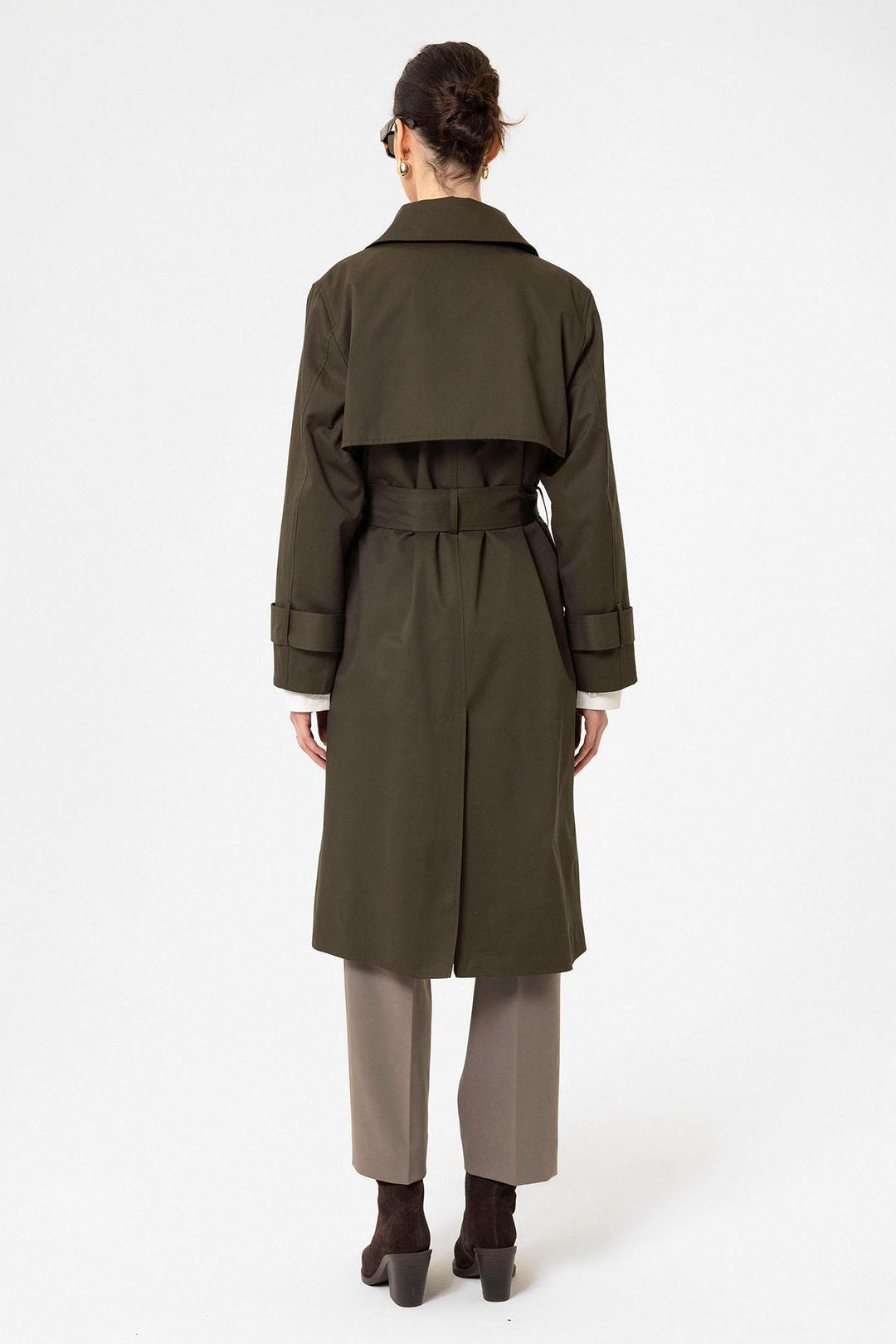 ANT Antioch Khaki Women's Wrap Closure Belted Trench Coat - Creil