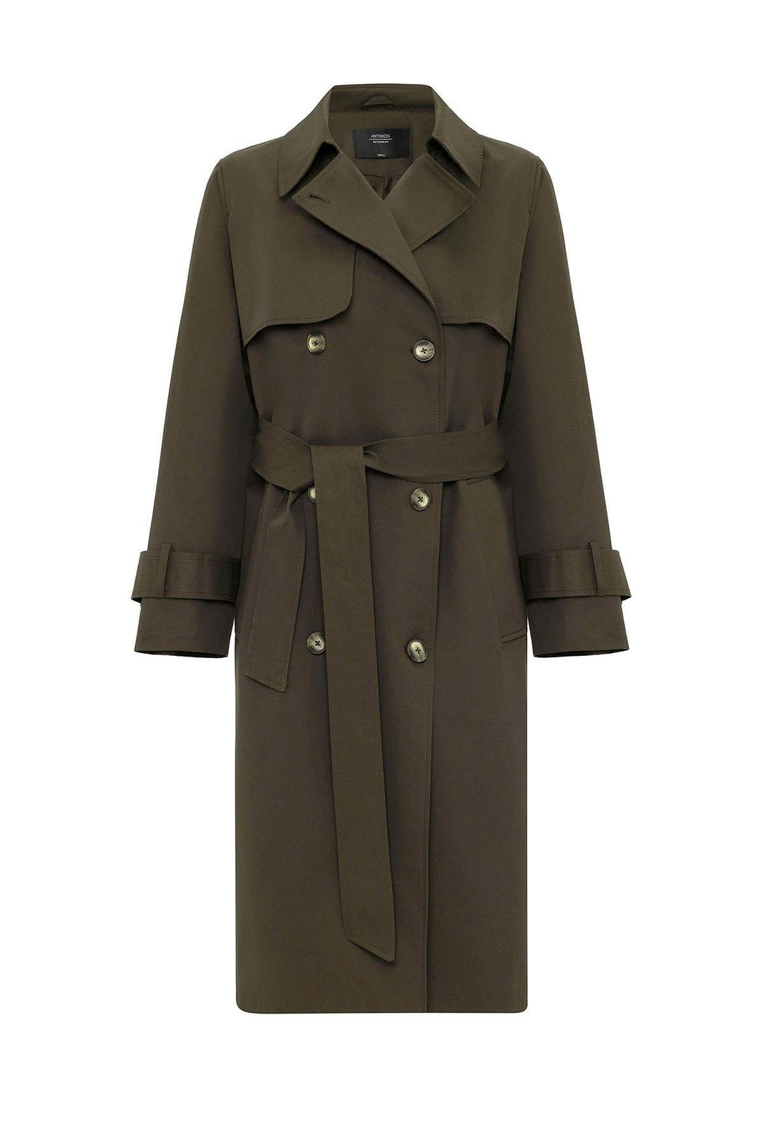 ANT Antioch Khaki Women's Wrap Closure Belted Trench Coat - Creil