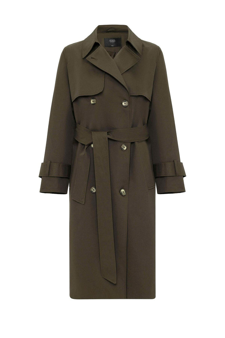 ANT Antioch Khaki Women's Wrap Closure Belted Trench Coat - Creil