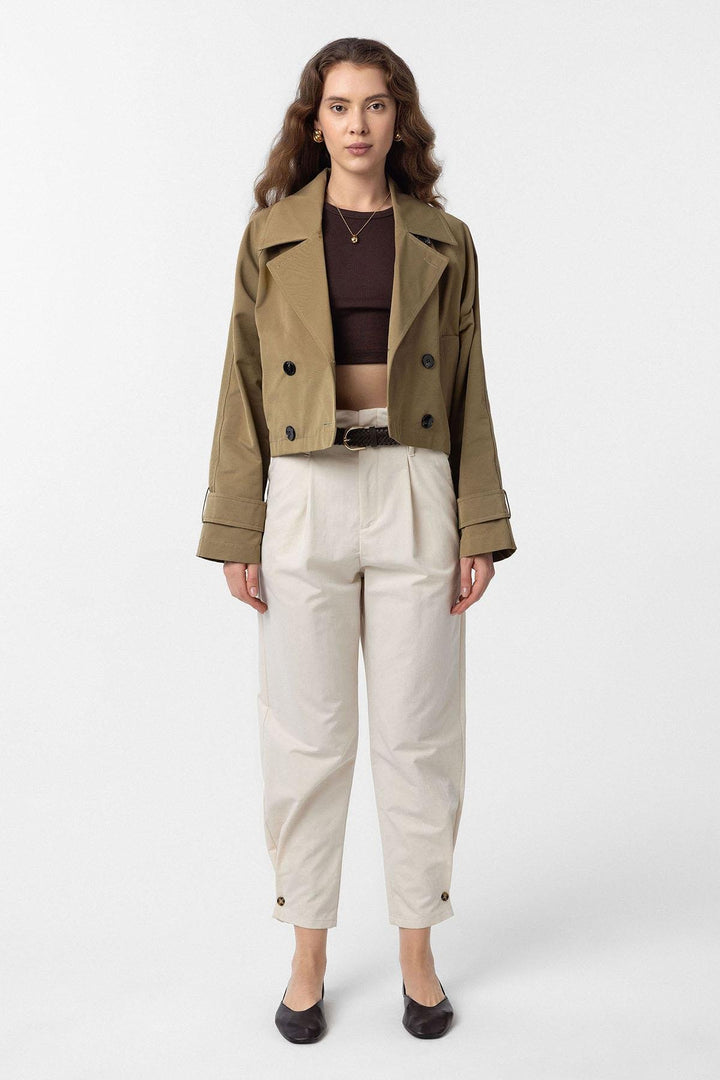 ANT Antioch Beige Women's Wrap Short Trench Coat - Murray