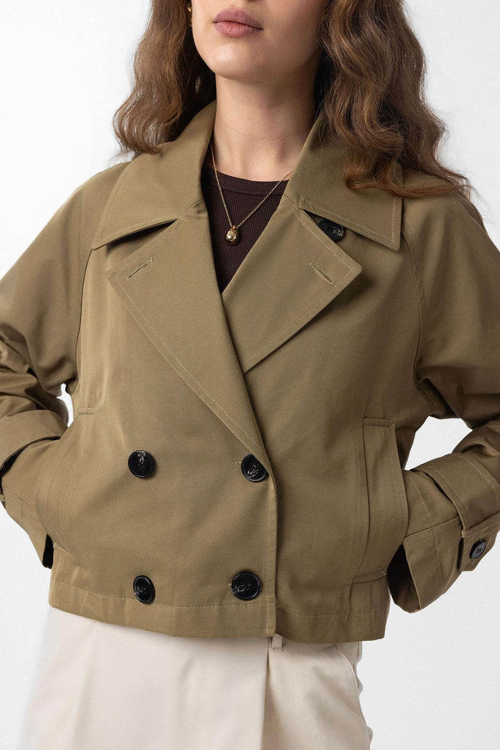 ANT Antioch Beige Women's Wrap Short Trench Coat - Murray