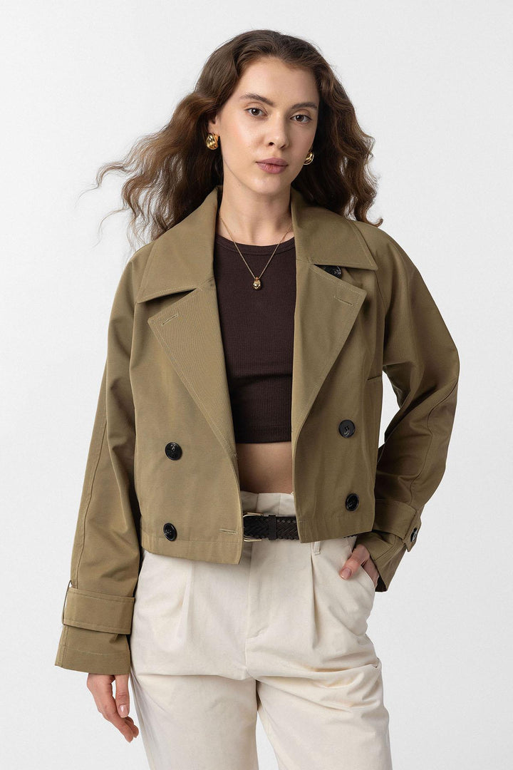 ANT Antioch Beige Women's Wrap Short Trench Coat - Murray