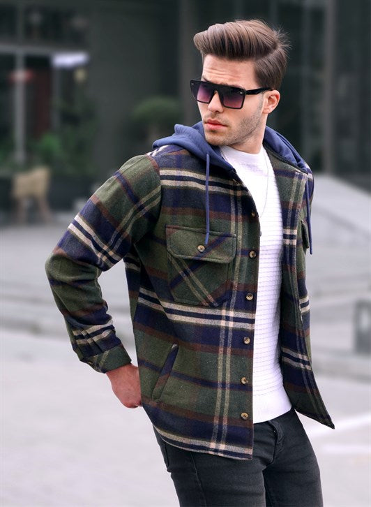 MDX Haki Hooded Plaid Lumberjack Shirt 5577 - Edmonds