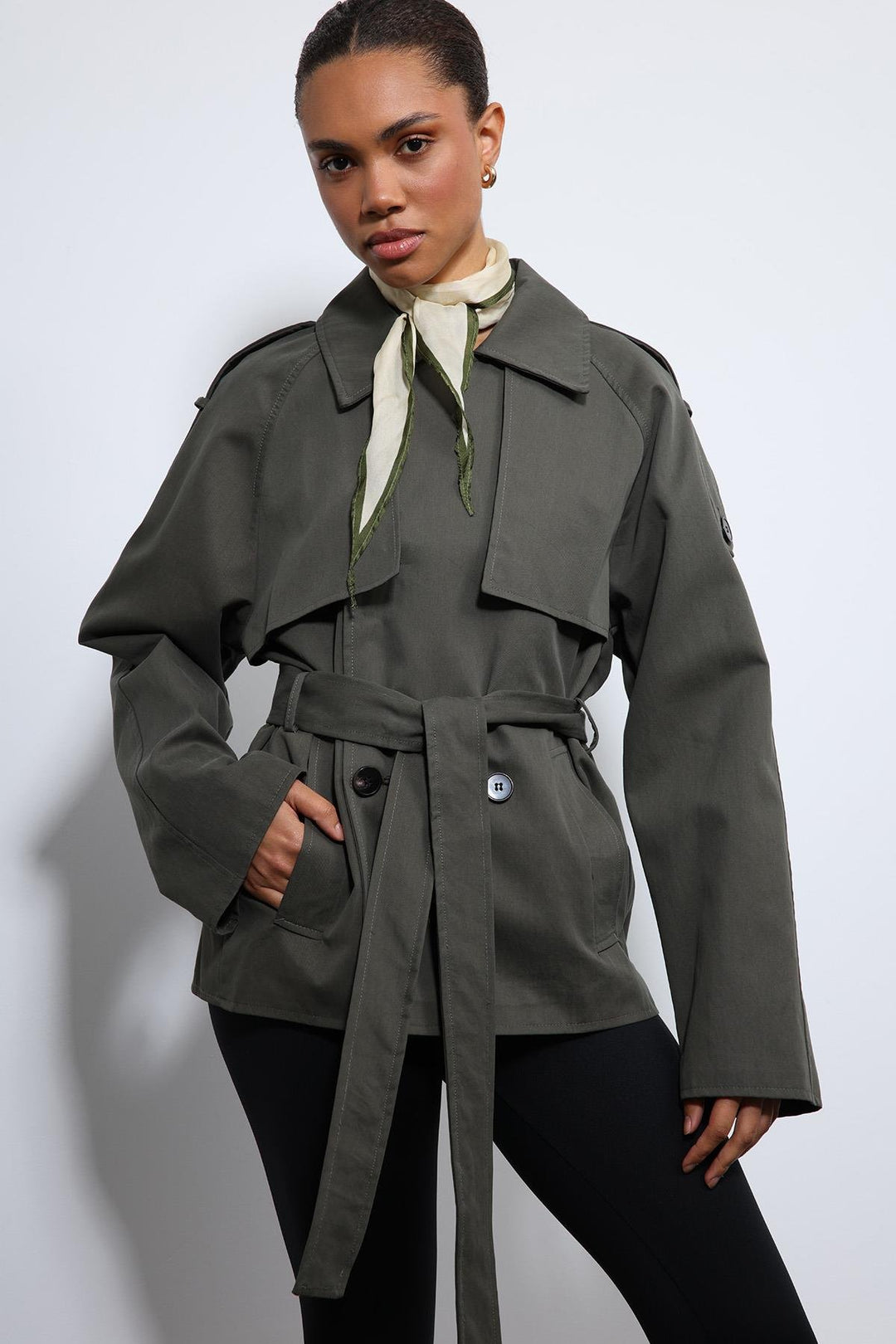 ANT Antioch Haki Kemerli Kısa Trençkot - Cloppenburg