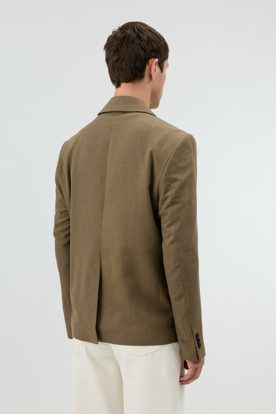 ANT Antioch Haki Keten Karışımlı Balıksırtı Desenli Erkek Blazer Ceket - Venice