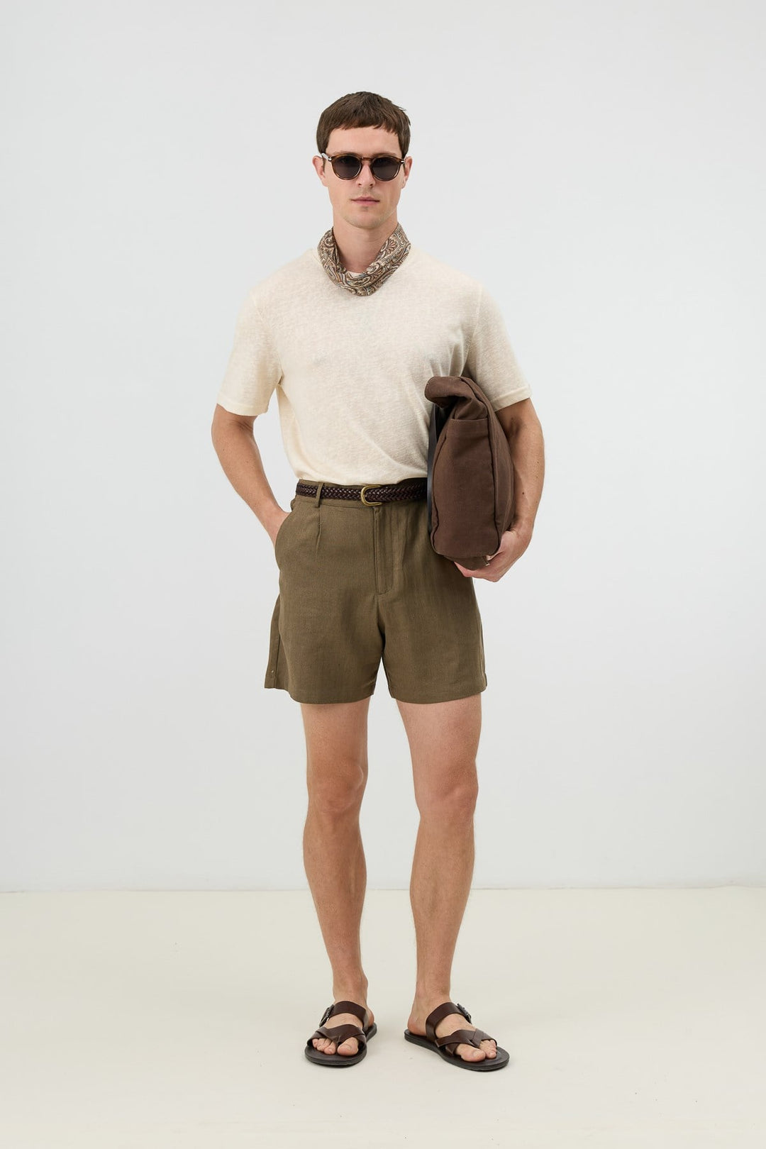 ANT Antioch Haki Keten Karışımlı Dokulu Erkek Şort - Prizren