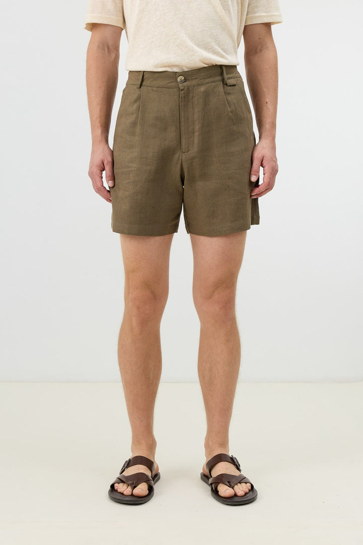 ANT Antioch Haki Keten Karışımlı Dokulu Erkek Şort - Prizren