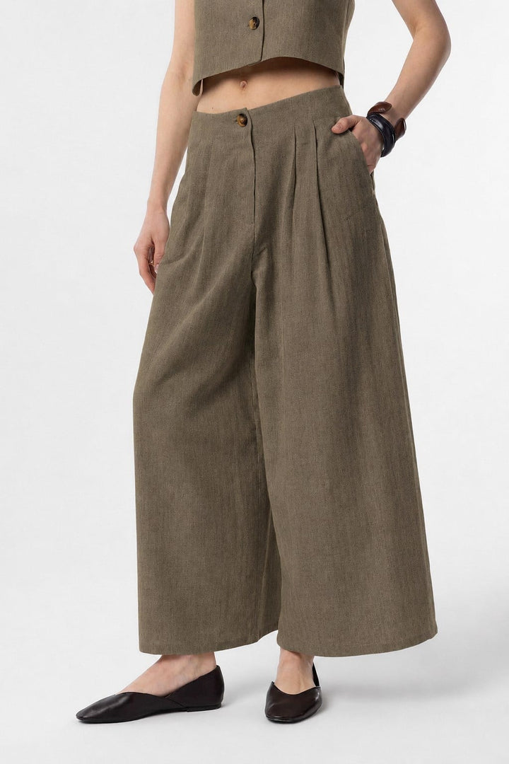 ANT Antioch Haki Keten Karışımlı Kadın Culotte Pantolon - Inver Grove Heights