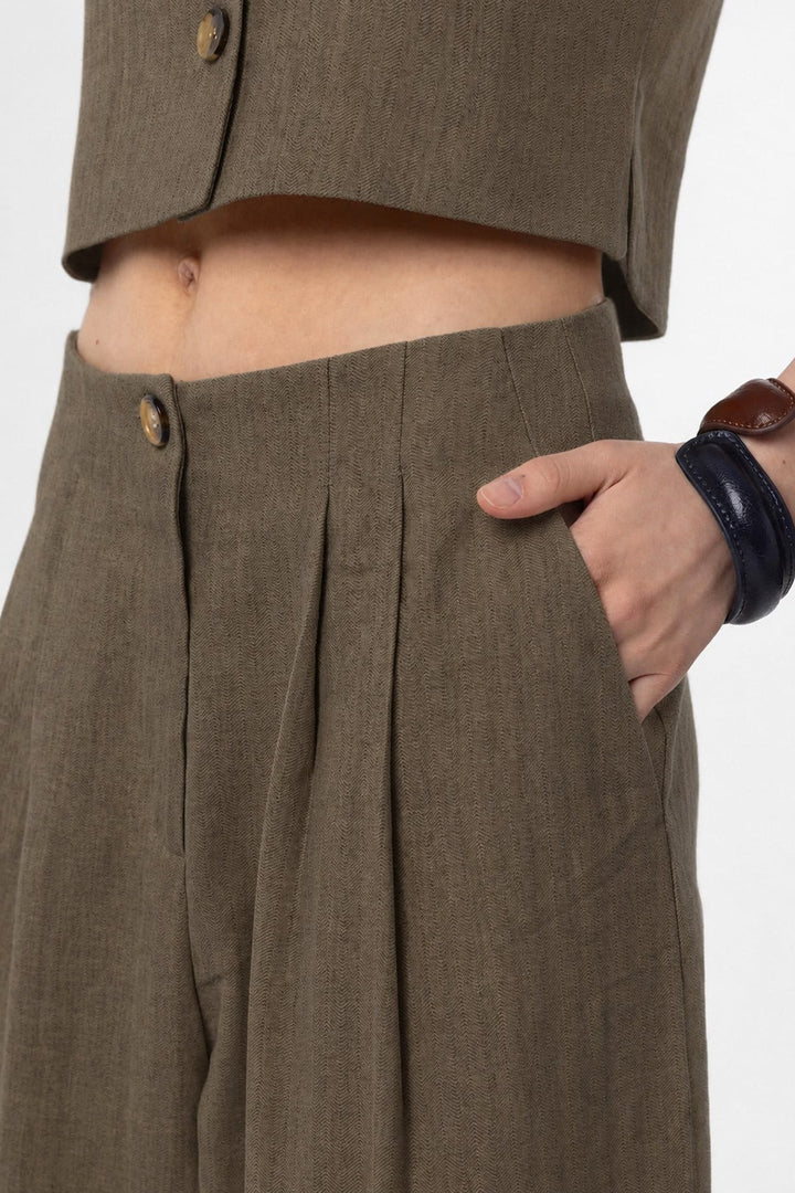 ANT Antioch Haki Keten Karışımlı Kadın Culotte Pantolon - Inver Grove Heights