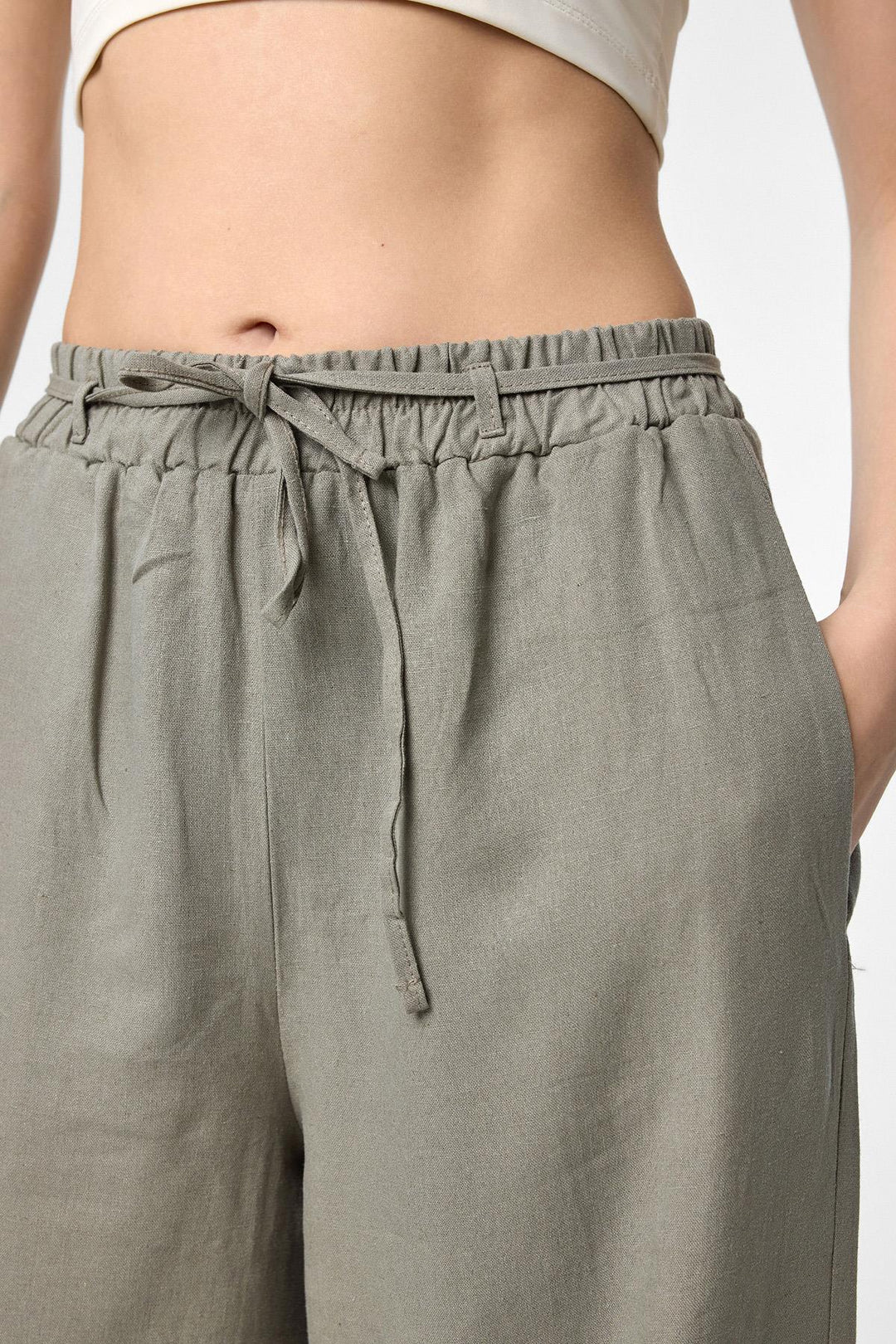 ANT Antioch Haki Linen Blend Women's Pants - Esplugas de Llobregat