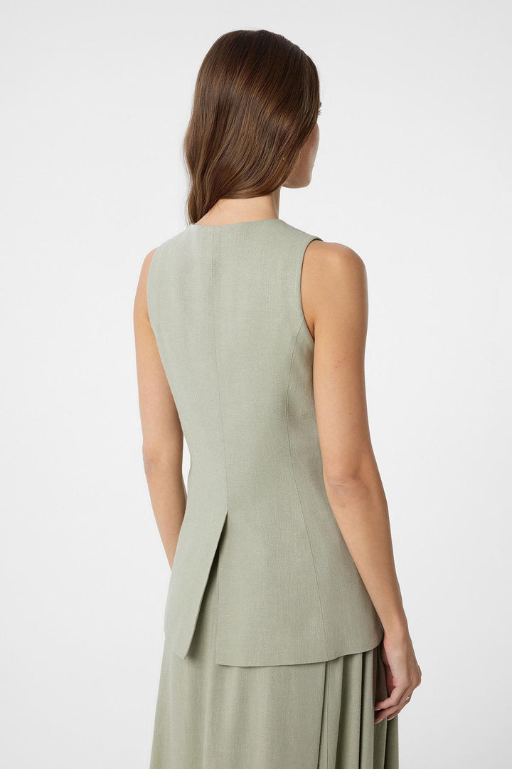 ANT Antioch Haki Linen Blend Women's Long Vest - Rainham