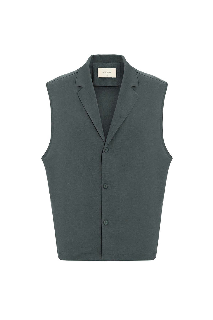 ANT Antioch Haki Linen Blend Sleeveless Men's Shirt - Rimini