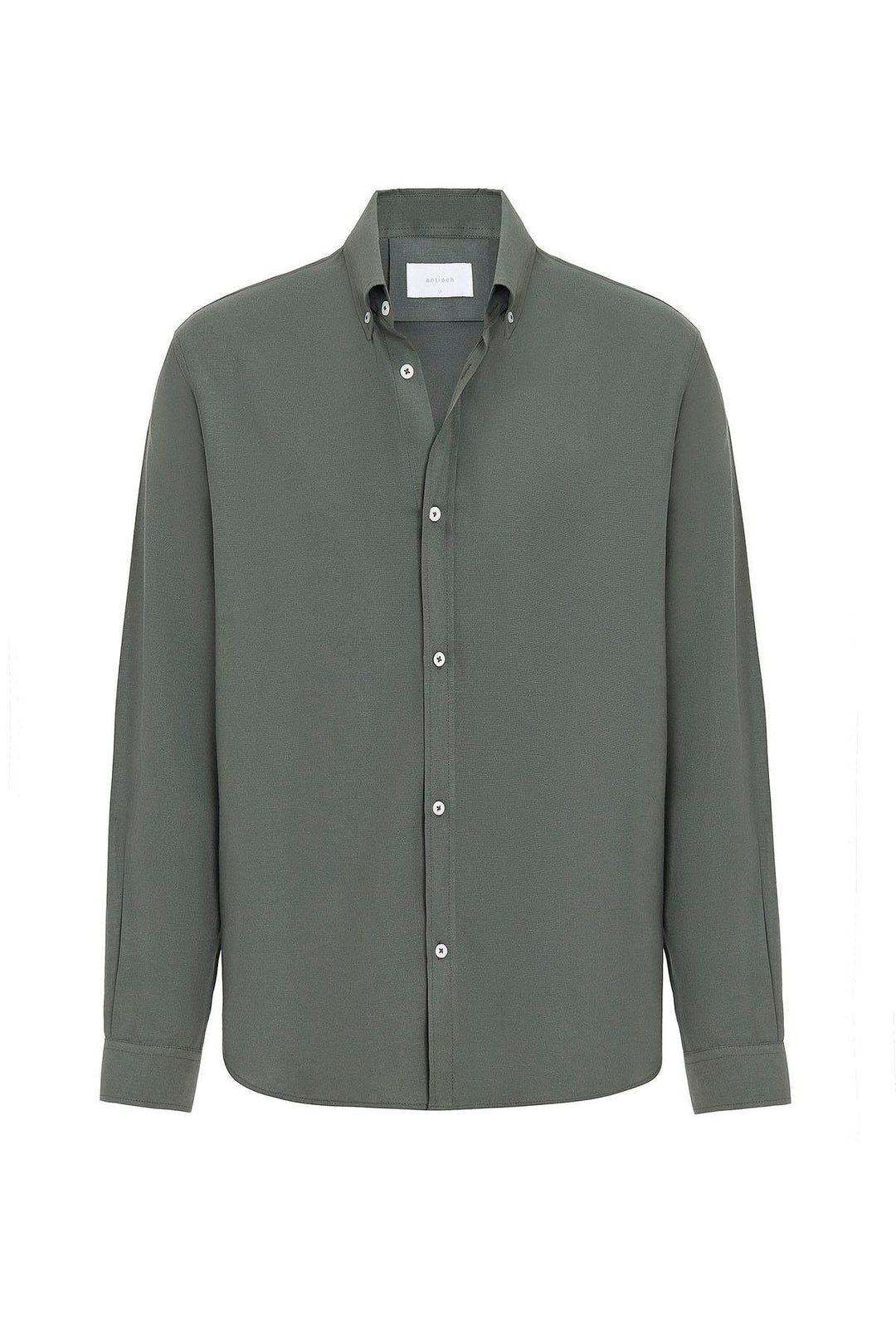 ANT Antioch Men's Shirt with Haki Linen Collar and Buttoned Neck - Gravesend