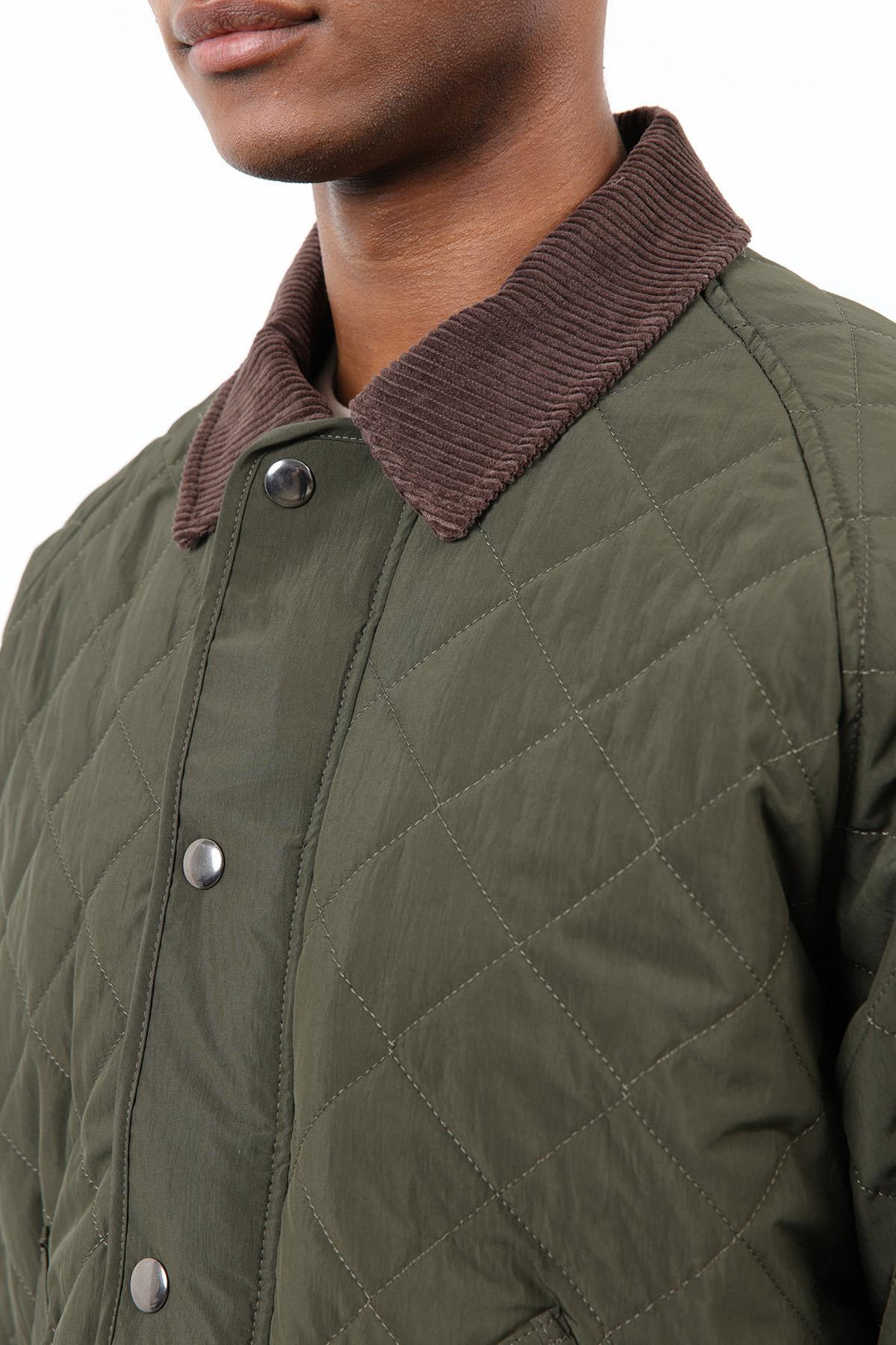 ANT Antioch Haki Kontrast Yaka Baklava Desenli Erkek Mont - North Las Vegas